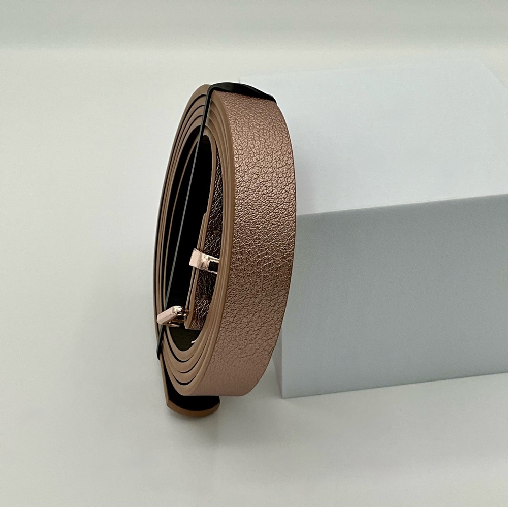 Like New Torrid Narrow Waist Belt Faux Leather Metallic Bronze/Tan Size 0/00 - Picture 8 of 11